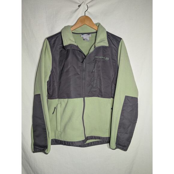 Free Country Womens Fleece Jacket Large Lightweight Grey Green Full Zip Pocket - Picture 1 of 6